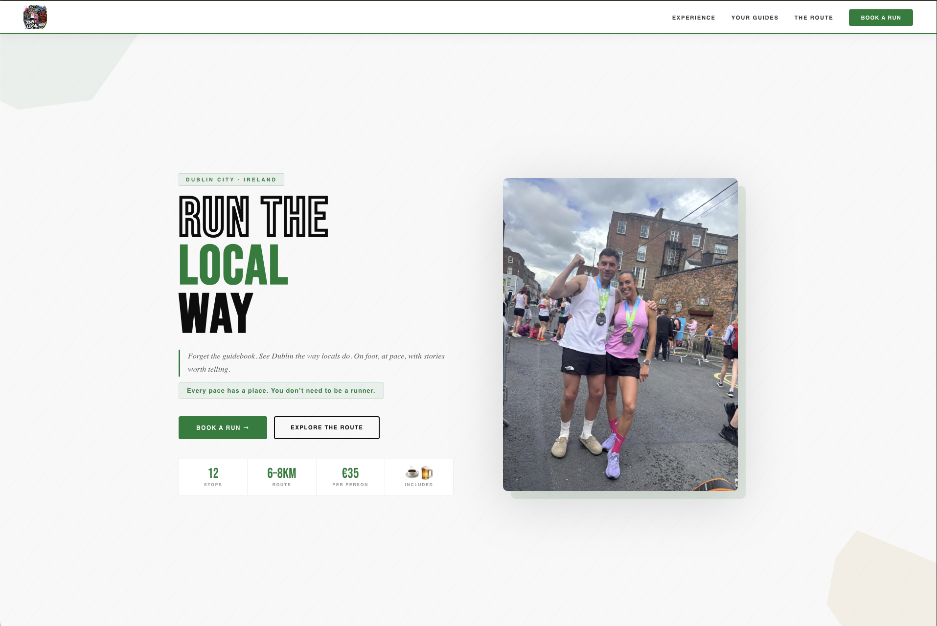 Screenshot of runthelocalway.ie website